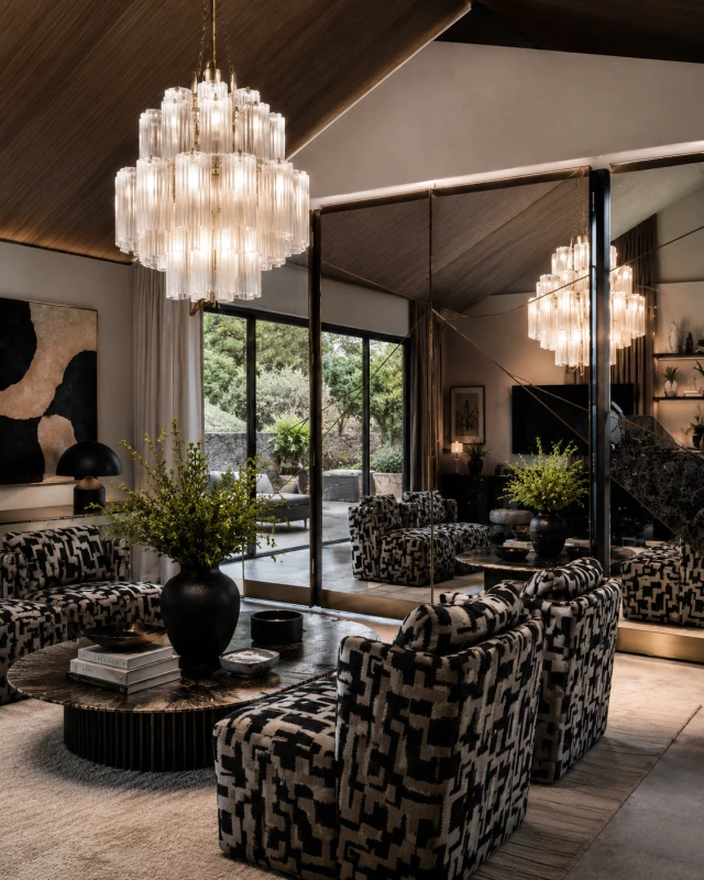 Soho patterned accent chair in an elegant contemporary living room