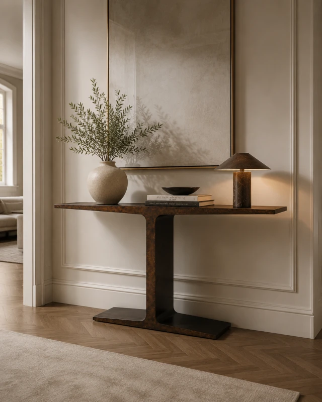 Chester narrow iron console table 160cm wide