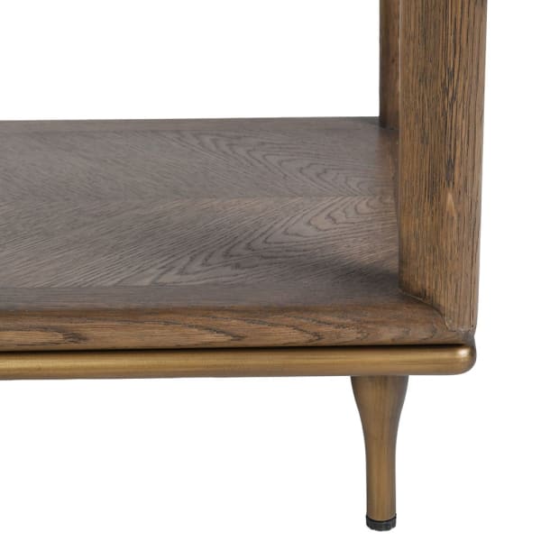 Dark oak console table with subtle iron detailing