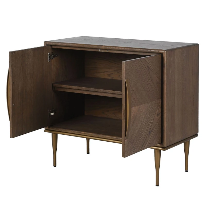 Ashbourne oak sideboard with open doors and internal shelf