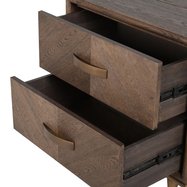 Ashbourne bedside table with two open storage drawers