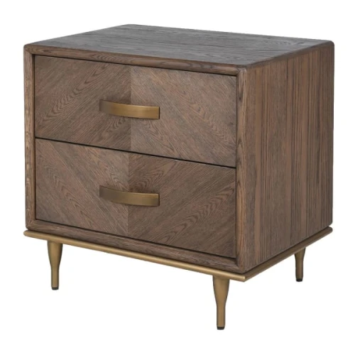 Ashbourne Dark Oak 2 Drawer Bedside Table 65cm