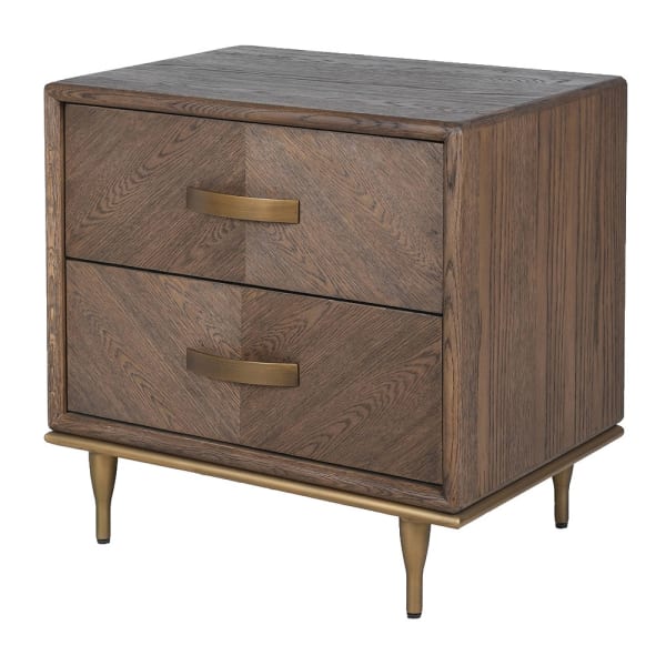 Ashbourne 2 drawer bedside table in dark oak