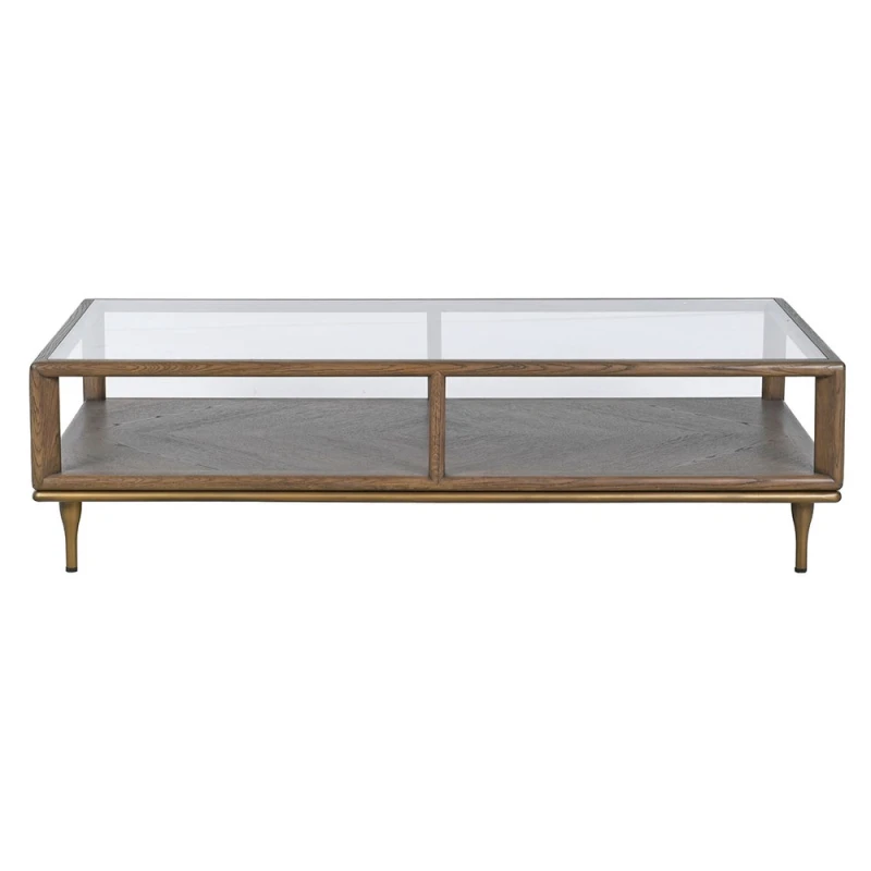 Ashbourne dark oak coffee table 140cm with glass top
