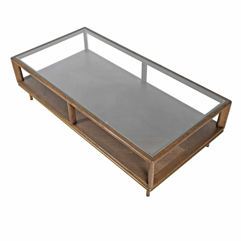 Large dark oak and glass coffee table Ashbourne 140 x 70cm