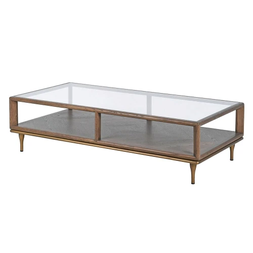 Ashbourne Dark Oak Coffee Table 140cm with Glass Top