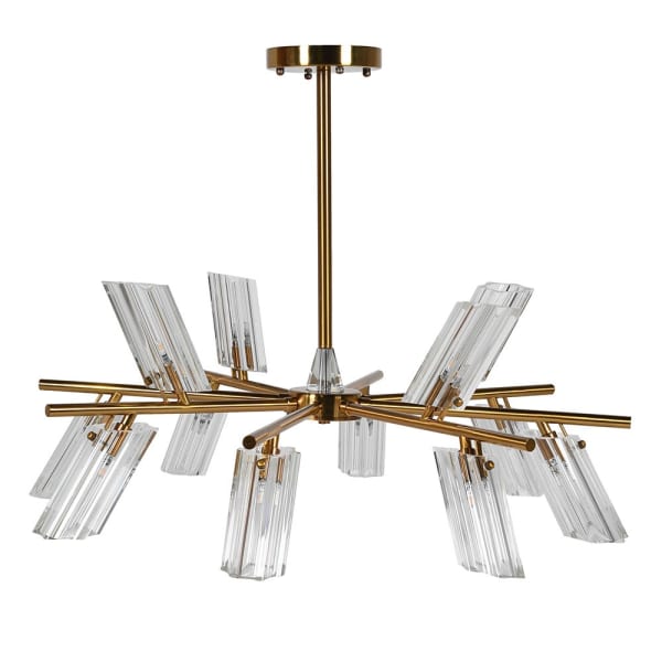 Modern gold glass chandelier with 12 LED G9 lights