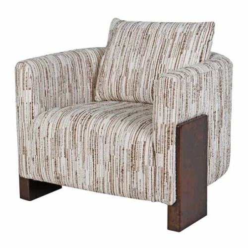 Belgravia Bouclé Armchair 82cm with Burr Walnut Details