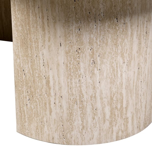 Close-up of Highgate coffee table curved travertine base
