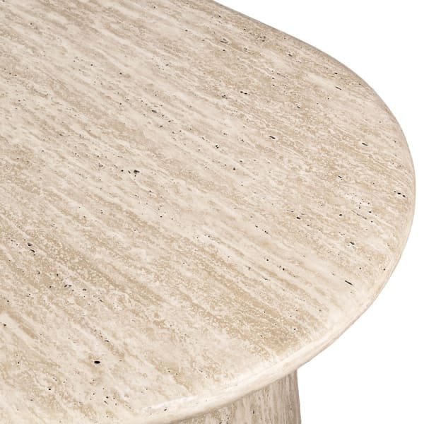 Close-up of Highgate coffee table travertine surface texture