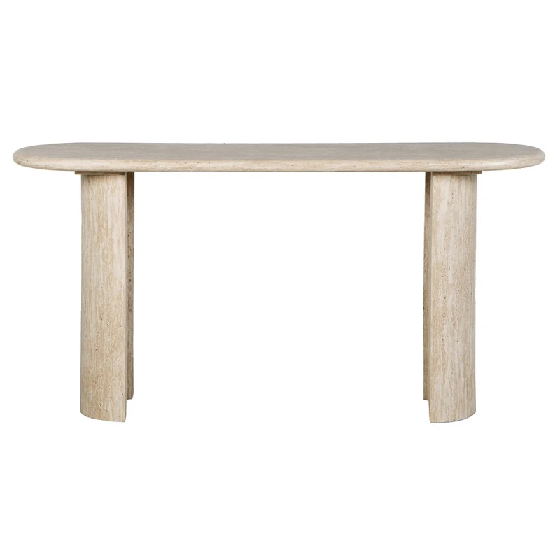 Highgate beige travertine console table
