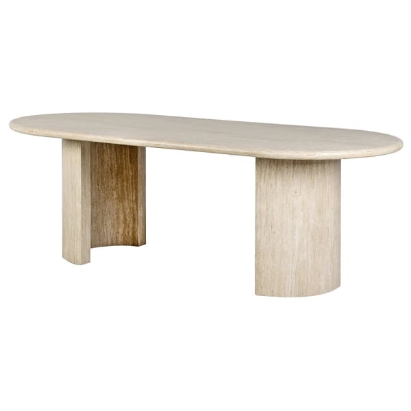 Highgate rounded travertine dining table