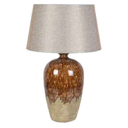 Brompton Hickory Stoneware Table Lamp 78cm with Linen Shade