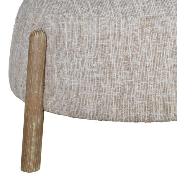 Close-up of Belsize armchair oak leg and textured upholstery