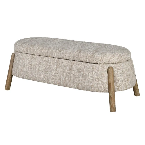 Belsize Bouclé Storage Bench 124cm with Oak Legs