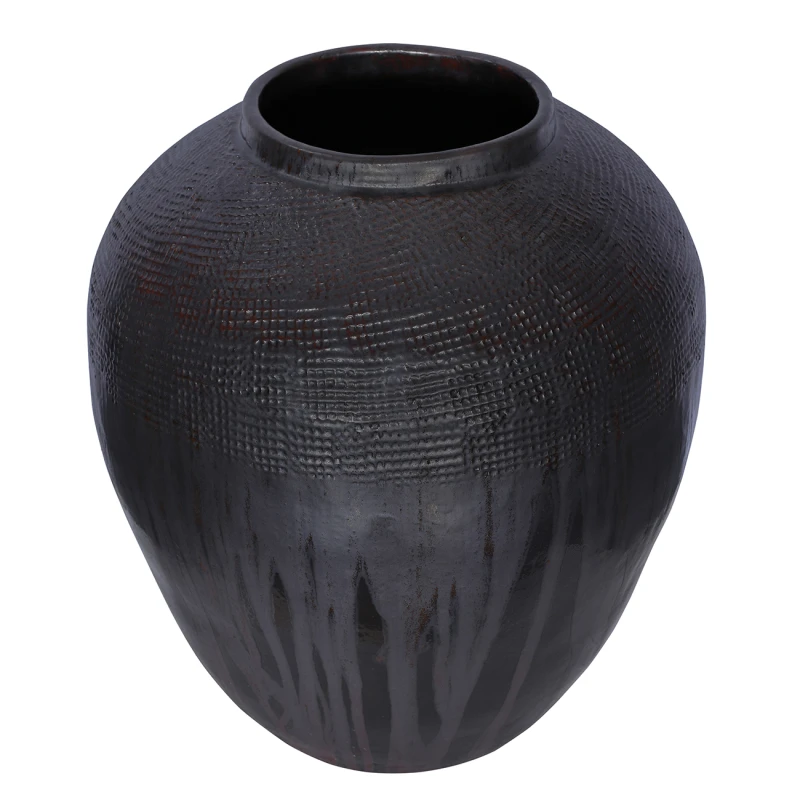 Large black ceramic floor vase St James 70cm