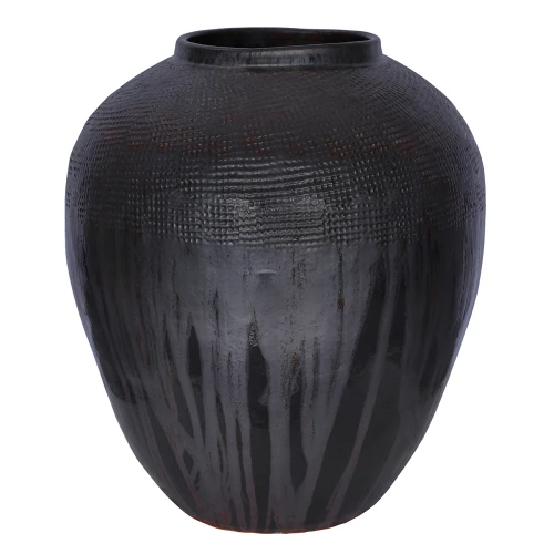 St James Black Textured Ceramic Floor Vase 70cm