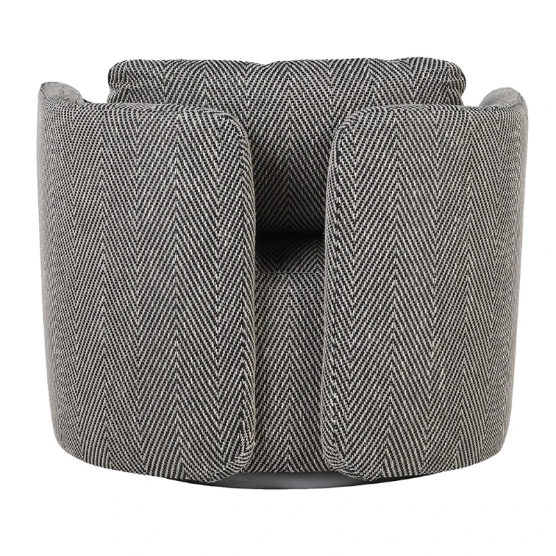 Fitzrovia herringbone swivel armchair – curved upholstered back