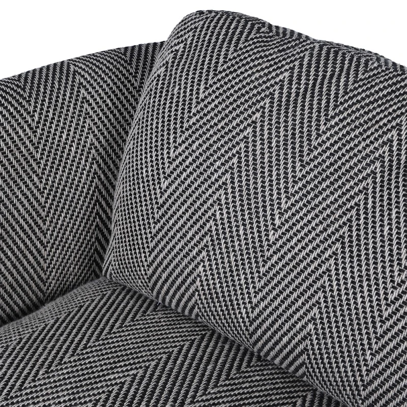 Black and white herringbone upholstery detail on Fitzrovia armchair
