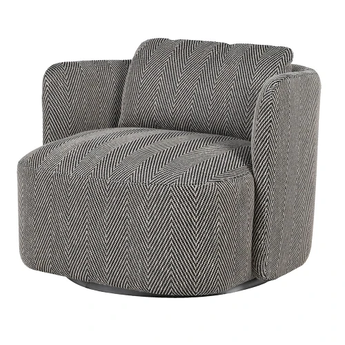 Fitzrovia Black & White Herringbone Swivel Armchair 88cm