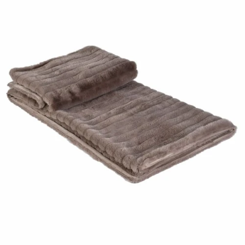 Belgravia Taupe Ribbed Faux Fur Throw 140 × 170cm