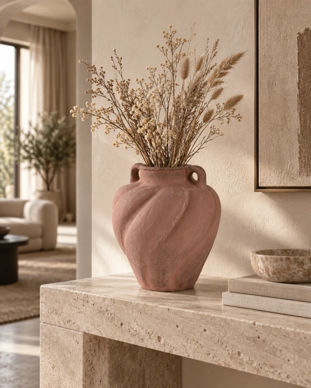 Textured finish of the Belgravia brown decorative vase