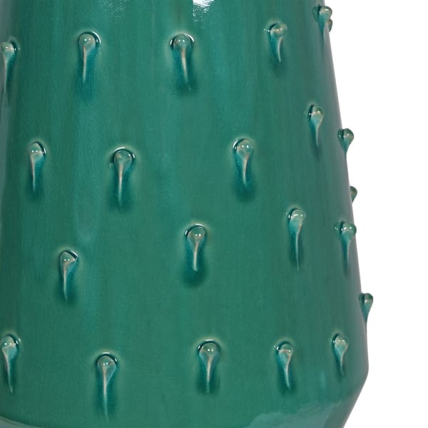 Raised ceramic detailing on the turquoise Knightsbridge floor vase