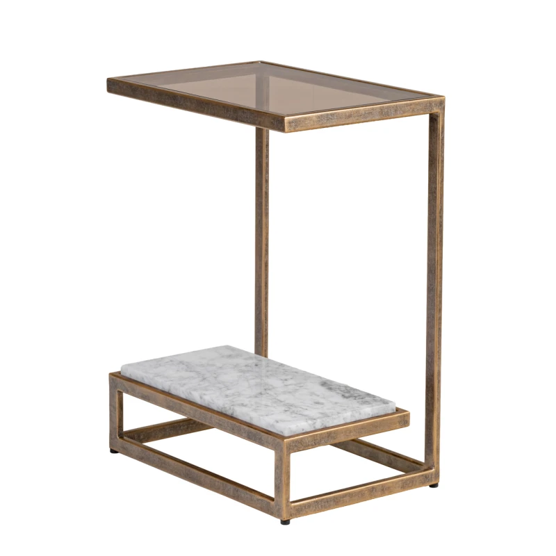 Alice smoked glass and marble side table 61.5cm