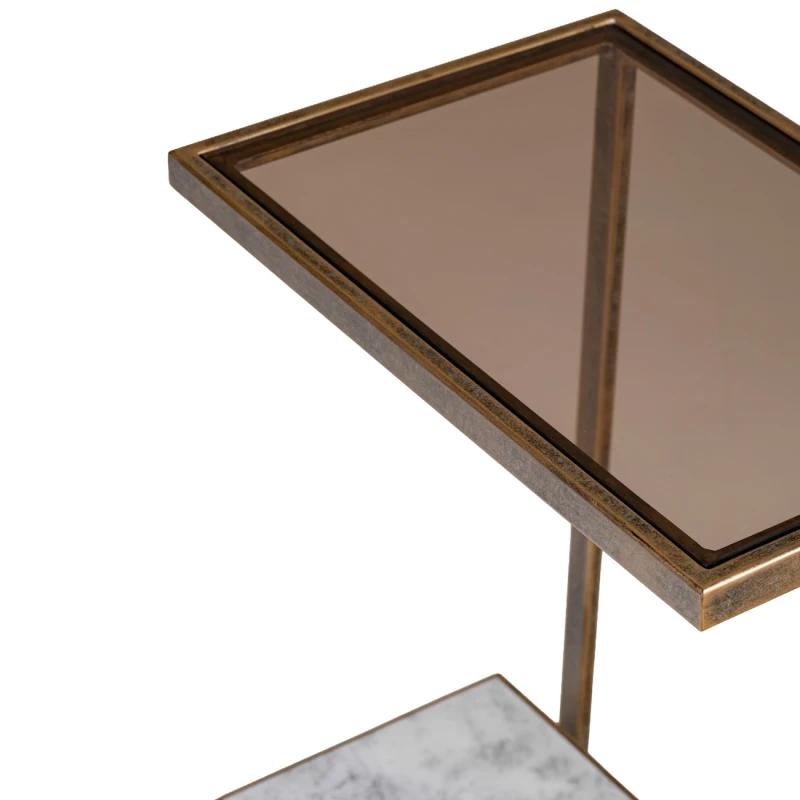 Smoked glass top on Alice side table – detail