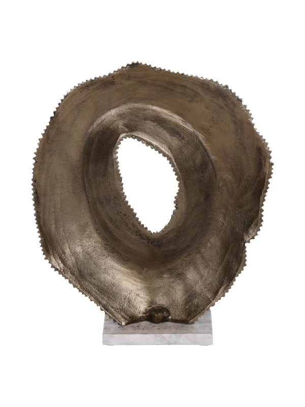 Rear view of Golden aluminium sculpture in Antique Gold