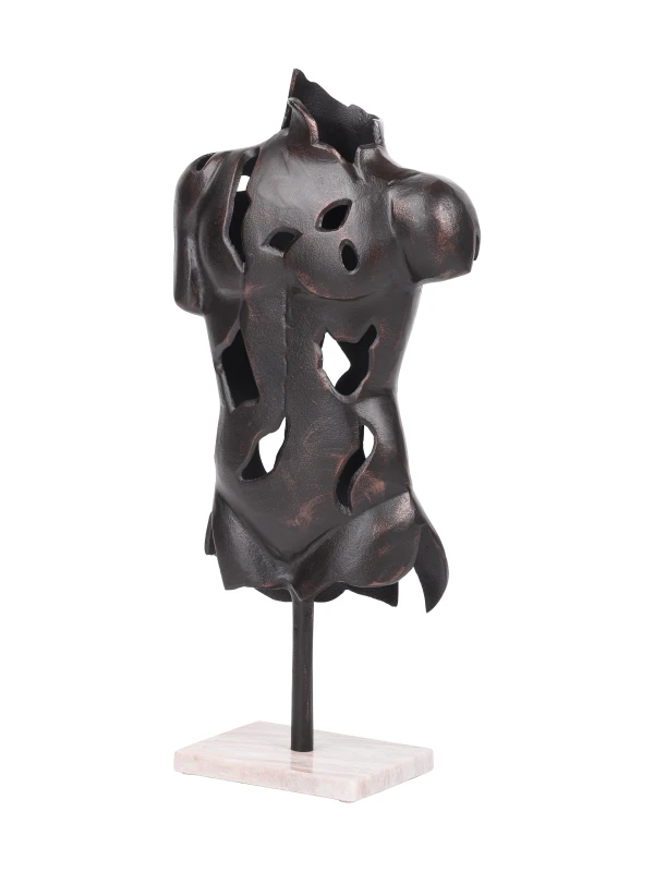 Abstract black torso sculpture for modern living room decor