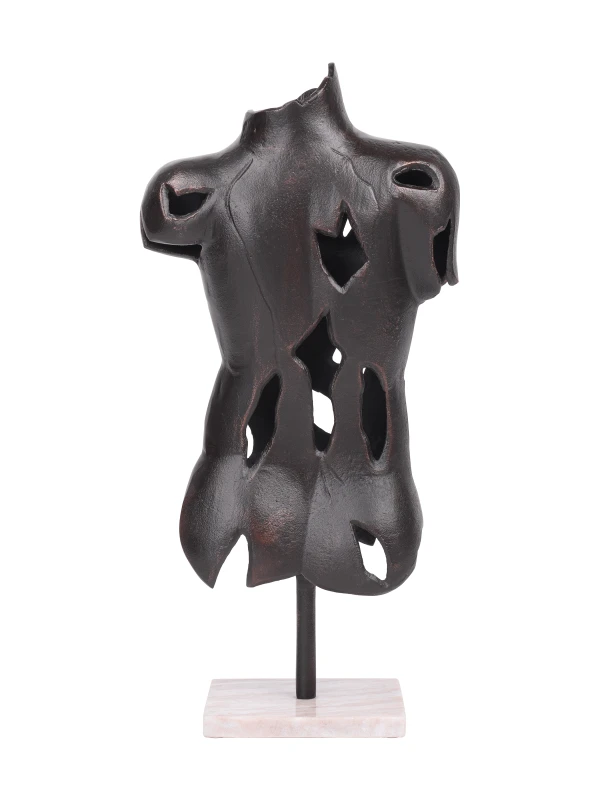 Abstract black torso sculpture for modern living room decor