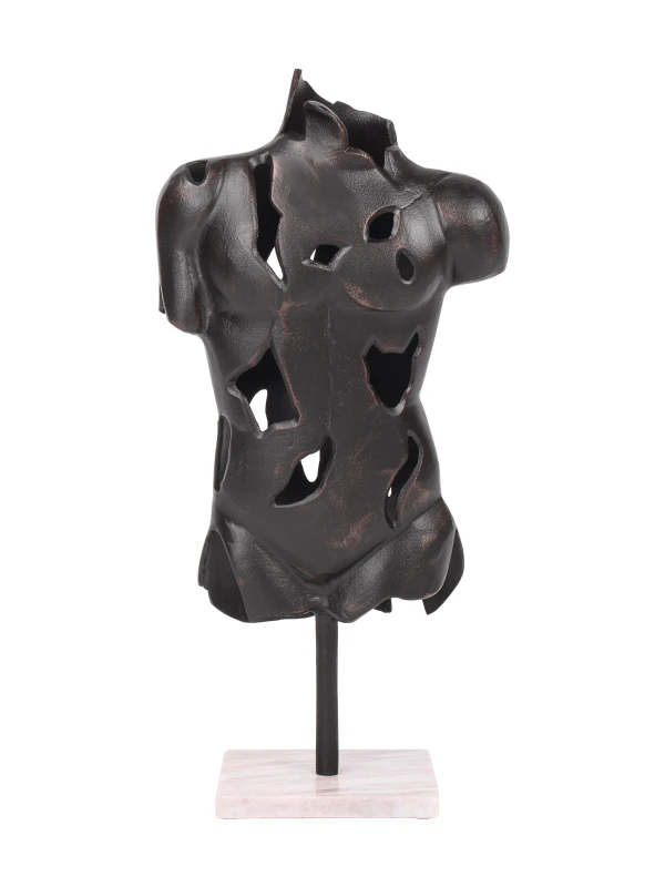 Chelsea Torso Antique Black aluminium sculpture 58cm on marble base