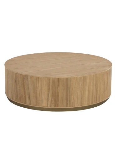 Chiswick Round Oak Coffee Table 112cm – Fluted Oak & Brushed Gold