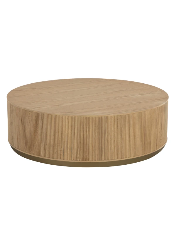 Chiswick round oak coffee table 112cm with fluted detailing