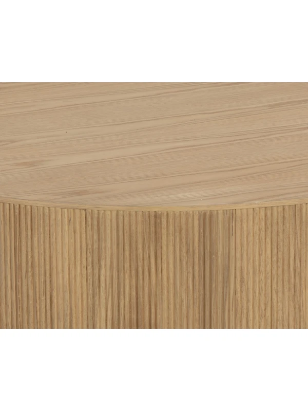 Fluted oak side detail on Chiswick round coffee table