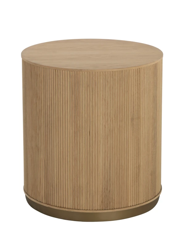 Chiswick round oak side table 56cm with fluted detailing