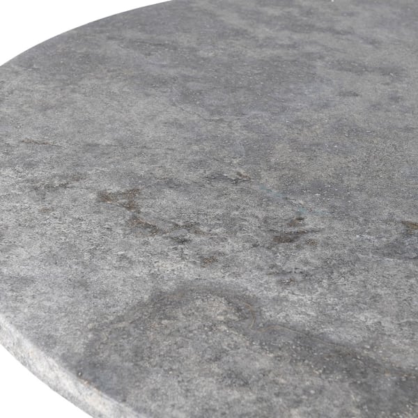 Natural grey travertine surface detail on Mayfair dining table