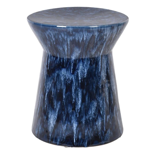 Kew Midnight Blue Curved Ceramic Stool 45cm