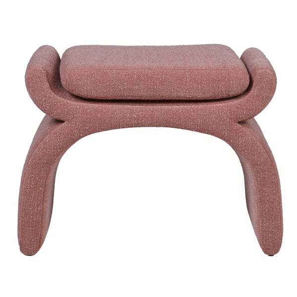 Luxury Pink stool with sculptural curved sides and blush upholstery