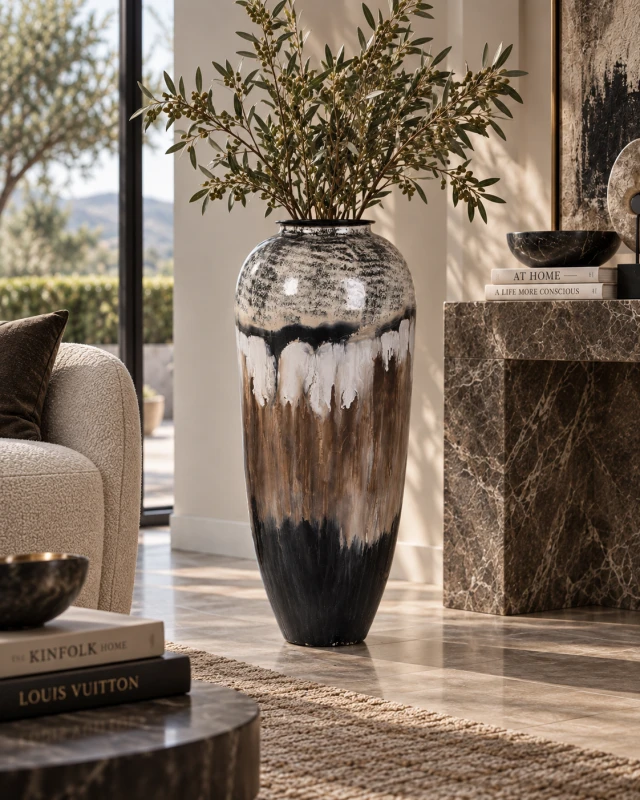 Lyall large enamelled iron floor vase 65cm