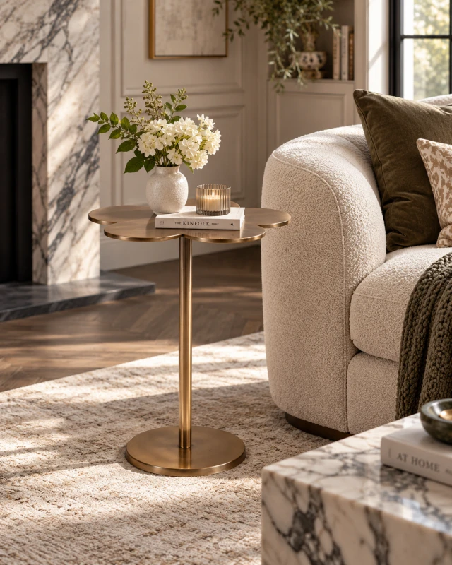 Clover Aluminium Side Table 51 cm dark gold finish