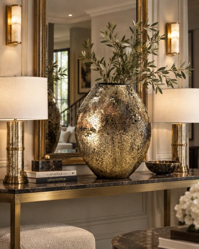 Gold Glass Mosaic Vase 85 cm