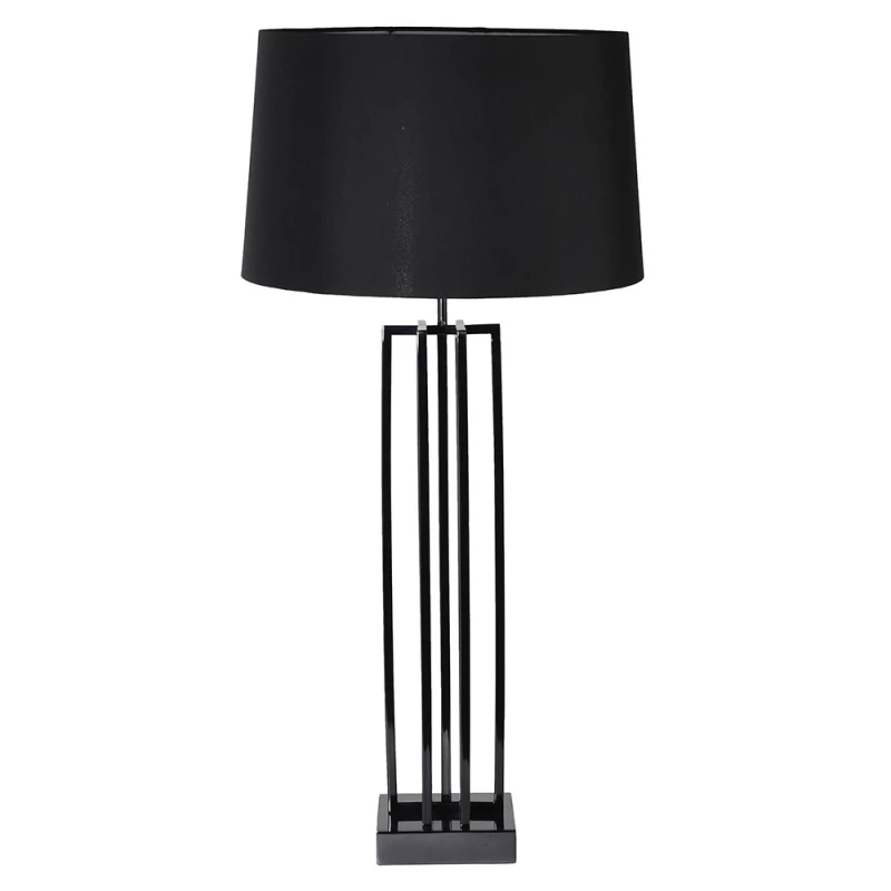 Eaton Black stainless steel table lamp with geometric black base
