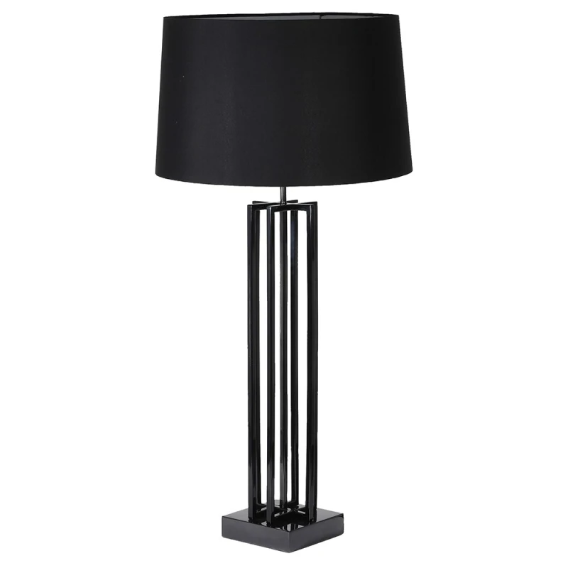 Eaton Black tall table lamp 105cm with black linen shade