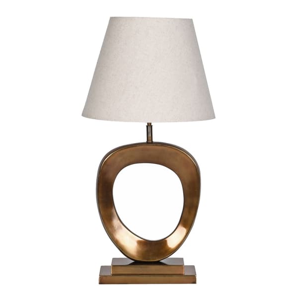 Richmond sculptural gold table lamp with open stainless steel base