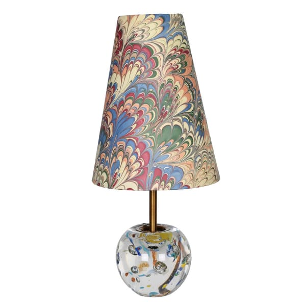 Portobello coloured glass table lamp 45cm with patterned shade