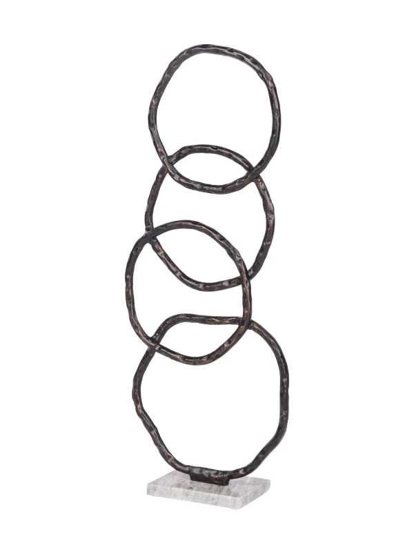 Evren bronze aluminium sculpture with overlapping organic rings