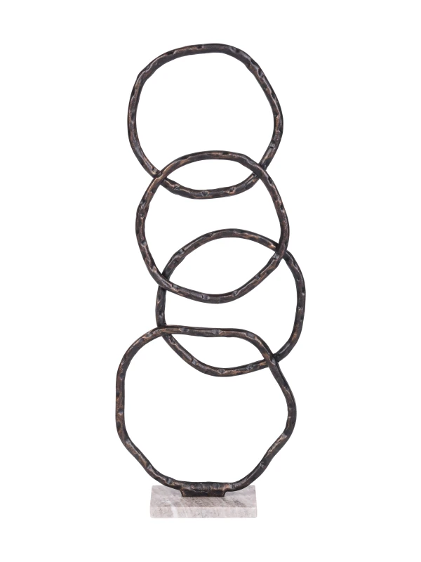 Evren abstract ring sculpture 77cm on pale marble base