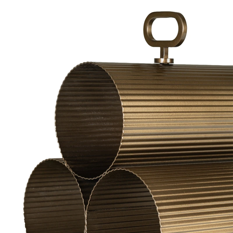 Close-up of Smoked Gold ribbed finish on Primrose wine rack